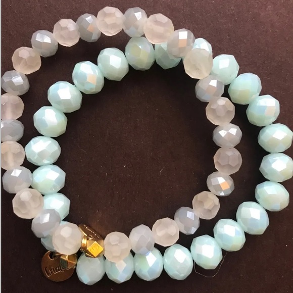 ERIMISH LOT OF 2 ELASTIC BRACELETS IN BLUE TONES - SIGNED - Picture 2 of 5